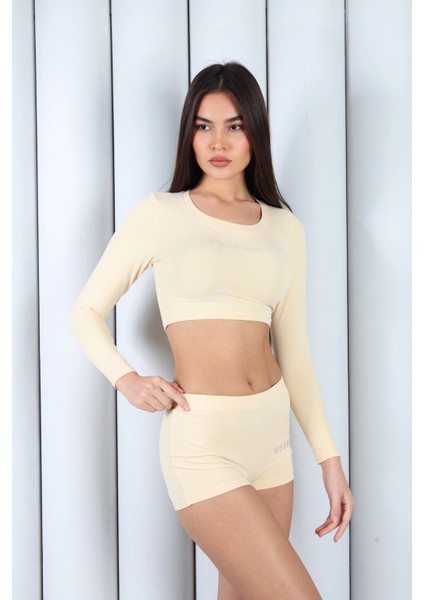 Kadın Sarı Kısa Tişört Şort Takım | MSC055-SARI fırsatları