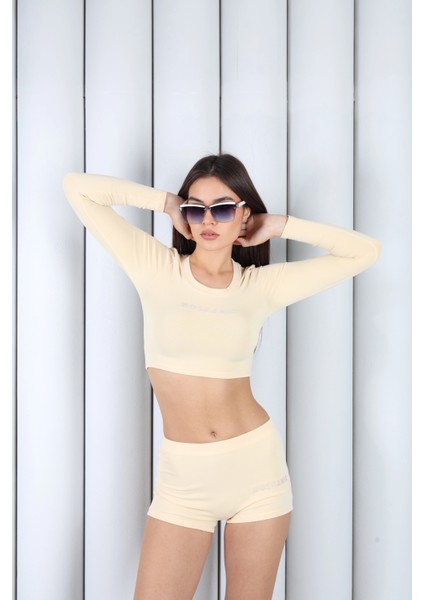 Kadın Sarı Kısa Tişört Şort Takım | MSC055-SARI indirimleri