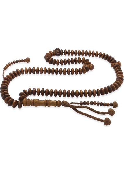 Sistemli Tekerlek Kesim Koyu Kahverengi 99 Taneli Cumaru Ağacı Zikir Tesbihi