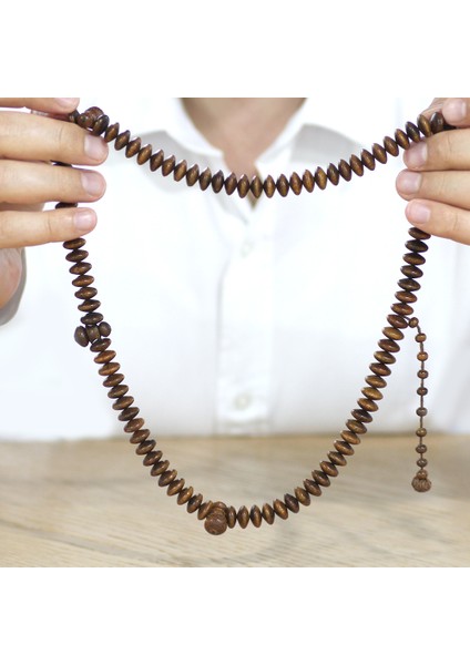 Sistemli Tekerlek Kesim Koyu Kahverengi 99 Taneli Cumaru Ağacı Zikir Tesbihi modelleri