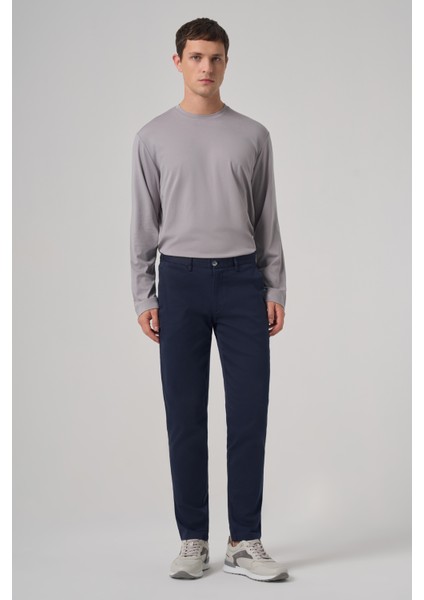Erkek Lacivert Pamuk Trend Slim Fit Chino Pantolon modelleri