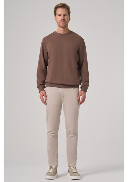 Erkek Kahve Basic Bisiklet Yaka Sweatshirt fırsatları