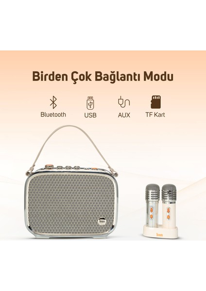 Songbird Ultra 100W Çift Mikrofonlu Karaoke Bluetooth Hoparlör, Taşınabilir Ses Bombası, 8 Saate Varan Çalma Süresi, Kablosuz, Tf/aux/usb/bluetooth5.2, Beyaz fiyatları