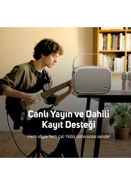 Songbird Ultra 100W Çift Mikrofonlu Karaoke Bluetooth Hoparlör, Taşınabilir Ses Bombası, 8 Saate Varan Çalma Süresi, Kablosuz, Tf/aux/usb/bluetooth5.2, Beyaz indirimleri