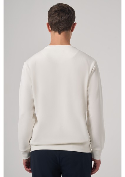 Erkek Ekru Trend Baskılı Bisiklet Yaka Sweatshirt indirimleri