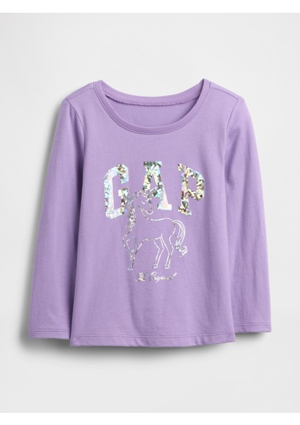 Kız Bebek Mor Gap Logo T-Shirt