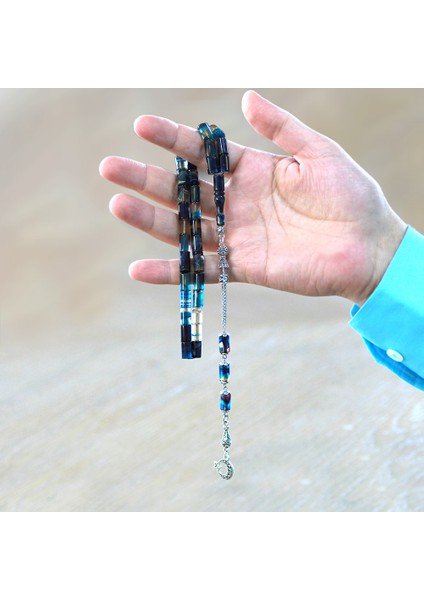 Kararmaz Metal Püsküllü Kesme Kesim Mavi Beyaz Ateş Kehribar Tesbih modelleri