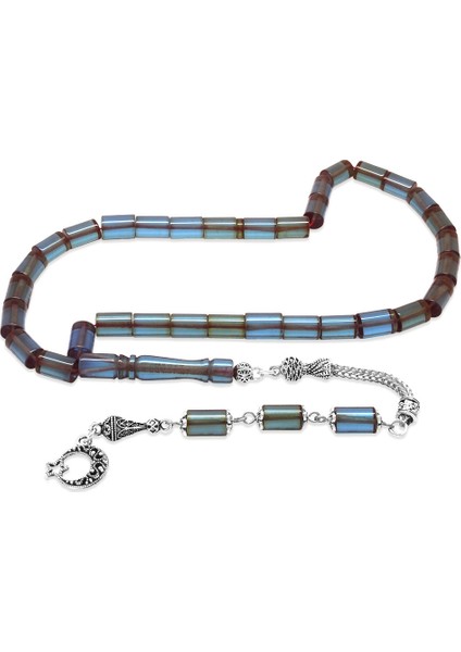 Kararmaz Metal Püsküllü Kesme Kesim Turkuaz Ateş Kehribar Tesbih