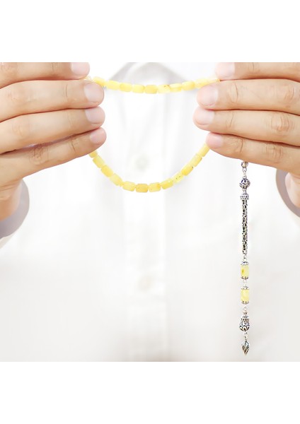 925 Ayar Gümüş Kral Zincir Püsküllü Tombul Kapsül Kesim Sarı Beyaz Doğal Damla Kehribar Tesbih fırsatları