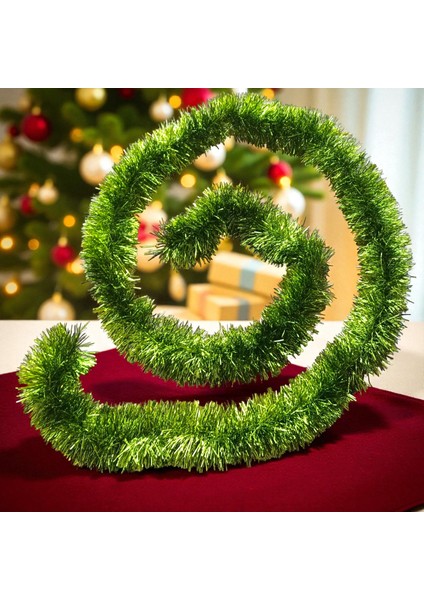 2 Metre Metalik Fıstık Yeşili Yılbaşı Boyun Simi Fıstık Yeşili Yumuşak Boyun Garlandı Süsleme Simi