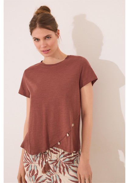 Kısa Kollu Önü Çapraz Detaylı Pijama Üstü