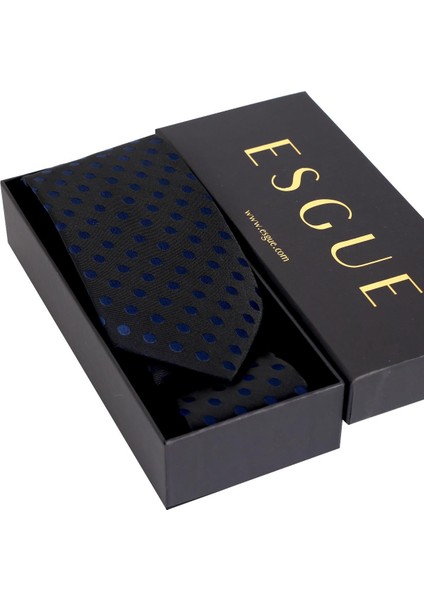 8 cm Klasik Geniş Hand Made Siyah - Lacivert Puantiye Desen Mendilli Kravat fırsatları