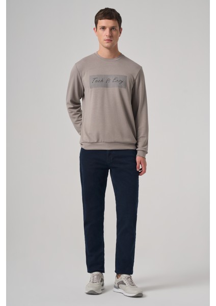 Erkek Taş Trend Baskılı Bisiklet Yaka Sweat-Shirt fırsatları