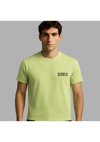 Kişiye Özel Nakışlı Yakası Biyeli Kısa Kollu Bisiklet Yaka Premium Mint Yeşili Oversize Tişört S fiyatları
