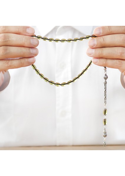 925 Ayar Gümüş Kral Zincir Püsküllü Özel Kesim Ihlamur Sarı Ateş Kehribar Tesbih fırsatları