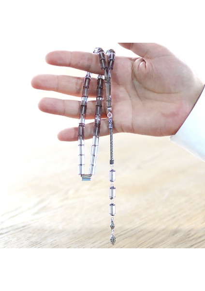 925 Ayar Gümüş Püsküllü Kesme Kesim Su Mavisi Ateş Kehribar Tesbih modelleri