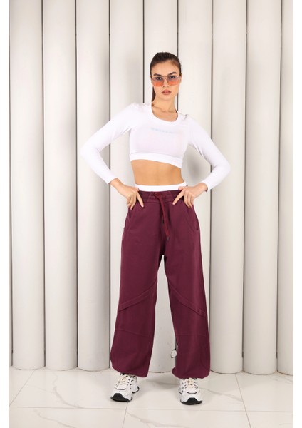 Kadın Bordo Lastik Paça Eşofman Altı | MSC2617