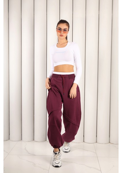 Kadın Bordo Lastik Paça Eşofman Altı | MSC2617 modelleri