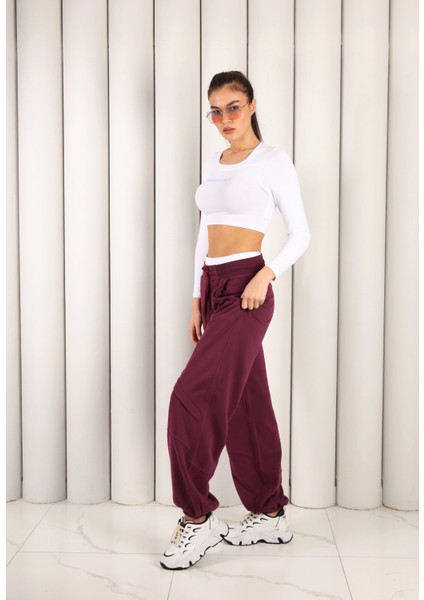 Kadın Bordo Lastik Paça Eşofman Altı | MSC2617 fırsatları