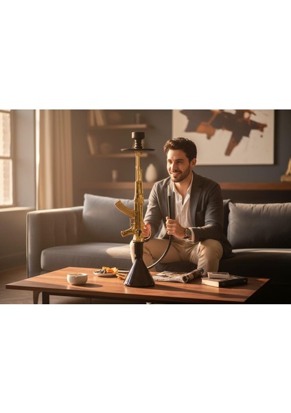 Alüminyum Gövdeli Ak-47 Kalaşnikof Tasarım 90 cm Premium Nargile Seti – Büyük Boy Contalı Sistem fırsatları