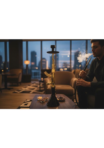 Alüminyum Gövdeli Ak-47 Kalaşnikof Tasarım 90 cm Premium Nargile Seti – Büyük Boy Contalı Sistem indirimleri