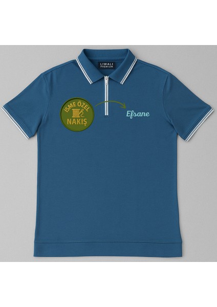 Kişiye Özel Nakışlı Kısa Kollu Ribana Yaka Likralı Premium Turkuaz Tişört 3xl fırsatları