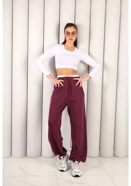 Kadın Bordo Lastik Paça Eşofman Altı | MSC2617 indirimleri