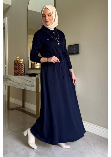Hazan Triko Elbise Lacivert modelleri