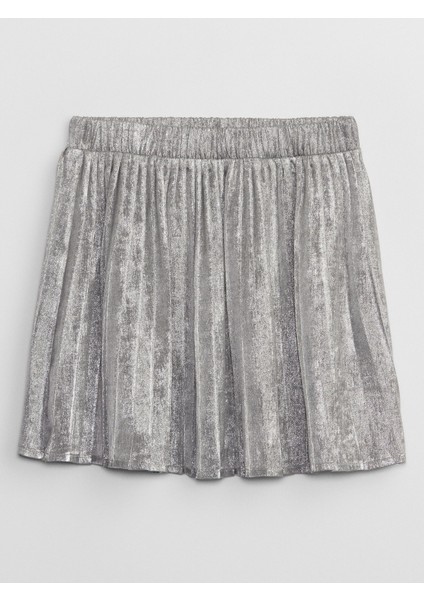 Kız Çocuk Gri Shine Pileli Etek