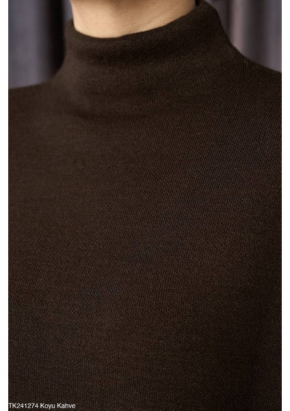 Yüksek Yakalı Ribana Örgü Uzun Kollu Basic Kazak Tuniği modelleri