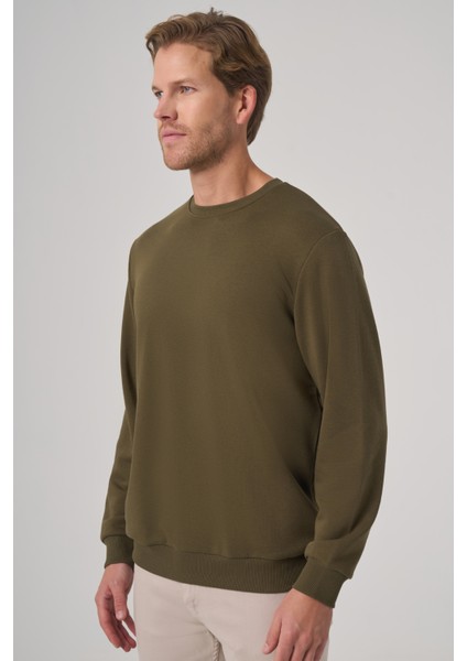 Erkek Haki Basic Bisiklet Yaka Sweatshirt fiyatları
