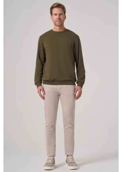 Erkek Haki Basic Bisiklet Yaka Sweatshirt indirimleri