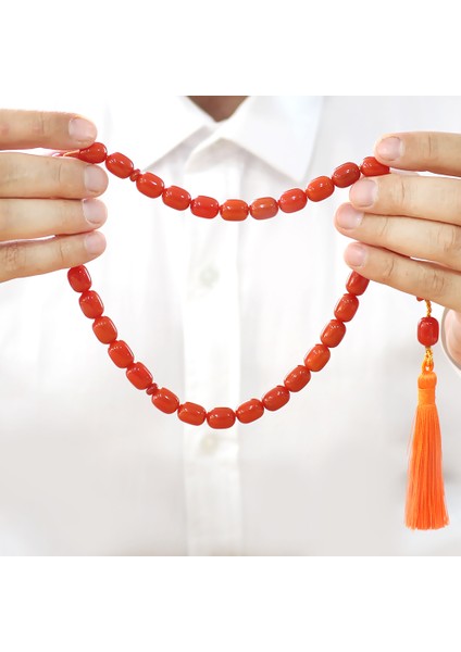 Osmanlı Saray Püsküllü Turuncu Çubuk Sıkma Kehribar Tesbih Maxi Boy Kapsül Kesim modelleri