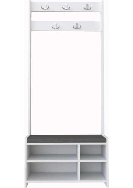 Oturmalı Ayakkabılık ve Askılık Beyaz Suntalam Vestiyer-Dar Alanlar Için 4 Bölmeli Modern Portmanto indirimleri