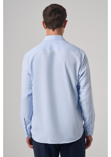 Erkek A. Mavi Polyester Trend Desenli Dynamic Fit Italyan Yaka Gömlek indirimleri