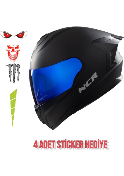 Rapid Mavi Cam Kapalı Kask (Ece Belgeli)