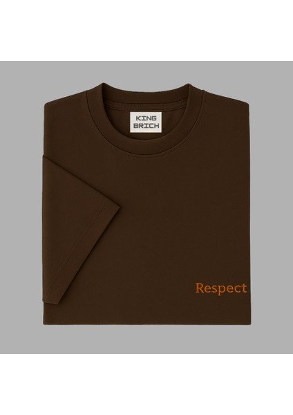 Kişiye Özel Nakışlı Yakası Biyeli Kısa Kollu Bisiklet Yaka Premium Kahverengi Oversize Tişört Xl indirimleri