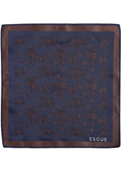 8 cm Klasik Geniş Hand Made Lacivert - Kahverengi Çiçek Desen Mendilli Kravat indirimleri