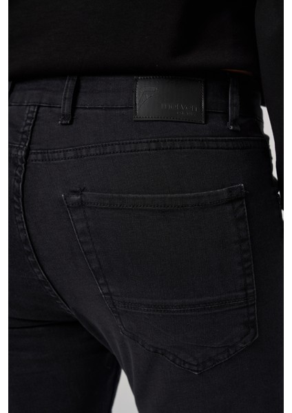 Erkek Siyah Denim 5 Cep Slim Fit Jean Kot Pantolon fırsatları