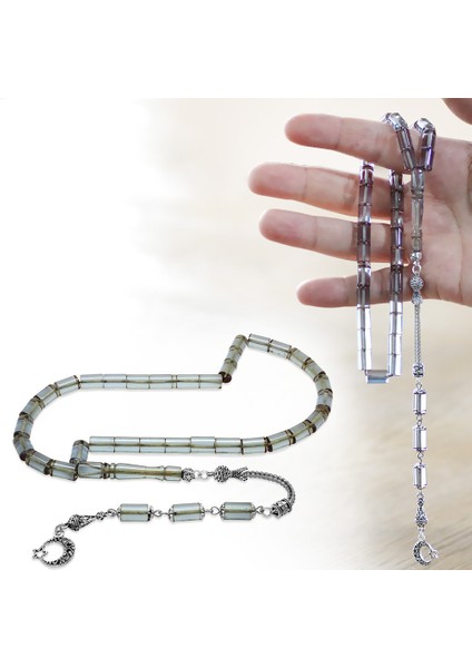 Kararmaz Metal Püsküllü Kesme Kesim Su Mavisi Ateş Kehribar Tesbih fiyatları