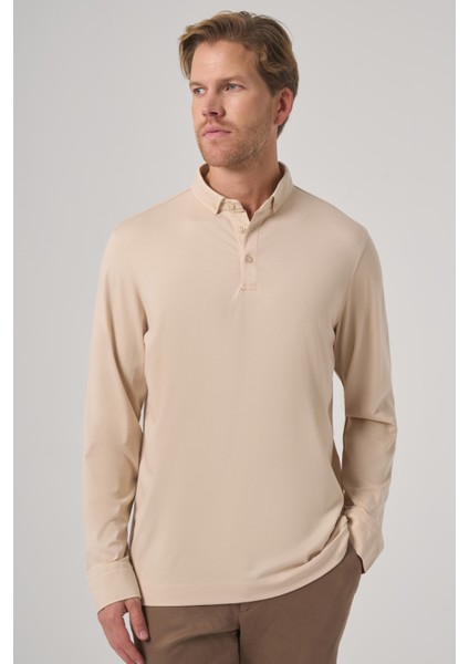 Erkek Bej Trend Polo Yaka Rayon Sweatshirt fiyatları