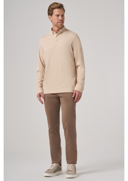 Erkek Bej Trend Polo Yaka Rayon Sweatshirt fırsatları