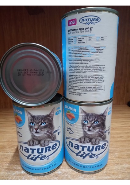 Naturelife Somonlu Ezme Kedi Konservesi 400GR x 12 Adet