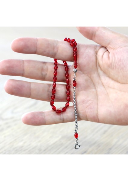 Kararmaz Metal Arnavut Zincir Püsküllü Arpa Kesim Bayrak Mini Boy Kırmızı Ateş Kehribar Tesbih fırsatları