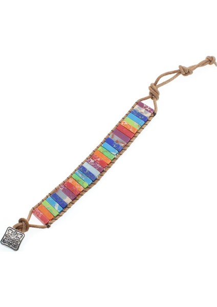 Valkyrıe Renkli Doğal Taş Mozaik Bileklik – El Yapımı Ayarlanabilir Düğmeli Bohem Tasarım fiyatları