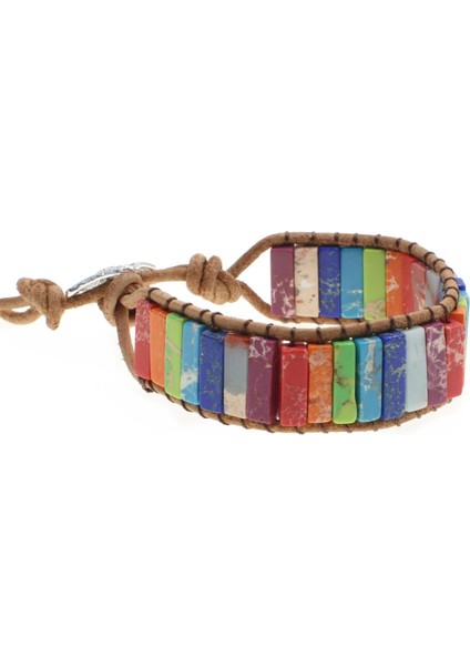 Valkyrıe Renkli Doğal Taş Mozaik Bileklik – El Yapımı Ayarlanabilir Düğmeli Bohem Tasarım modelleri