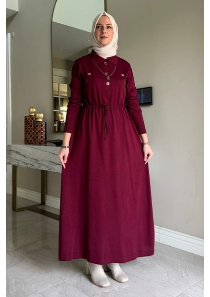 Hazan Triko Elbise Bordo modelleri