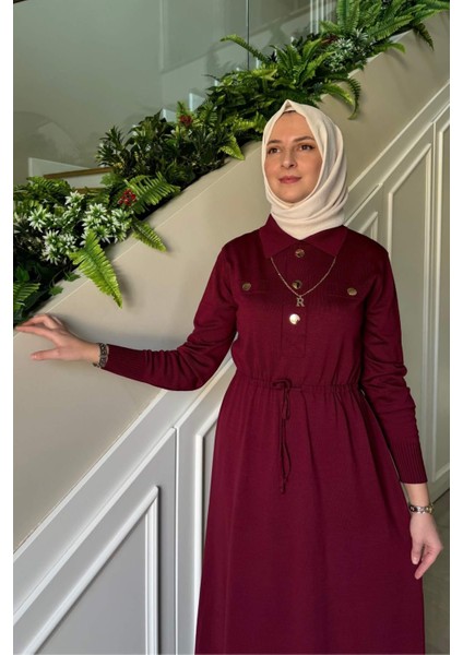 Hazan Triko Elbise Bordo fırsatları