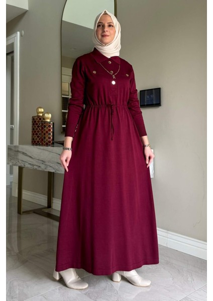 Hazan Triko Elbise Bordo