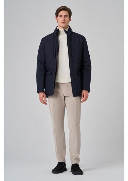 Erkek Lacivert Polyester Çıtçıtlı Kapüşonlu Mont fiyatları